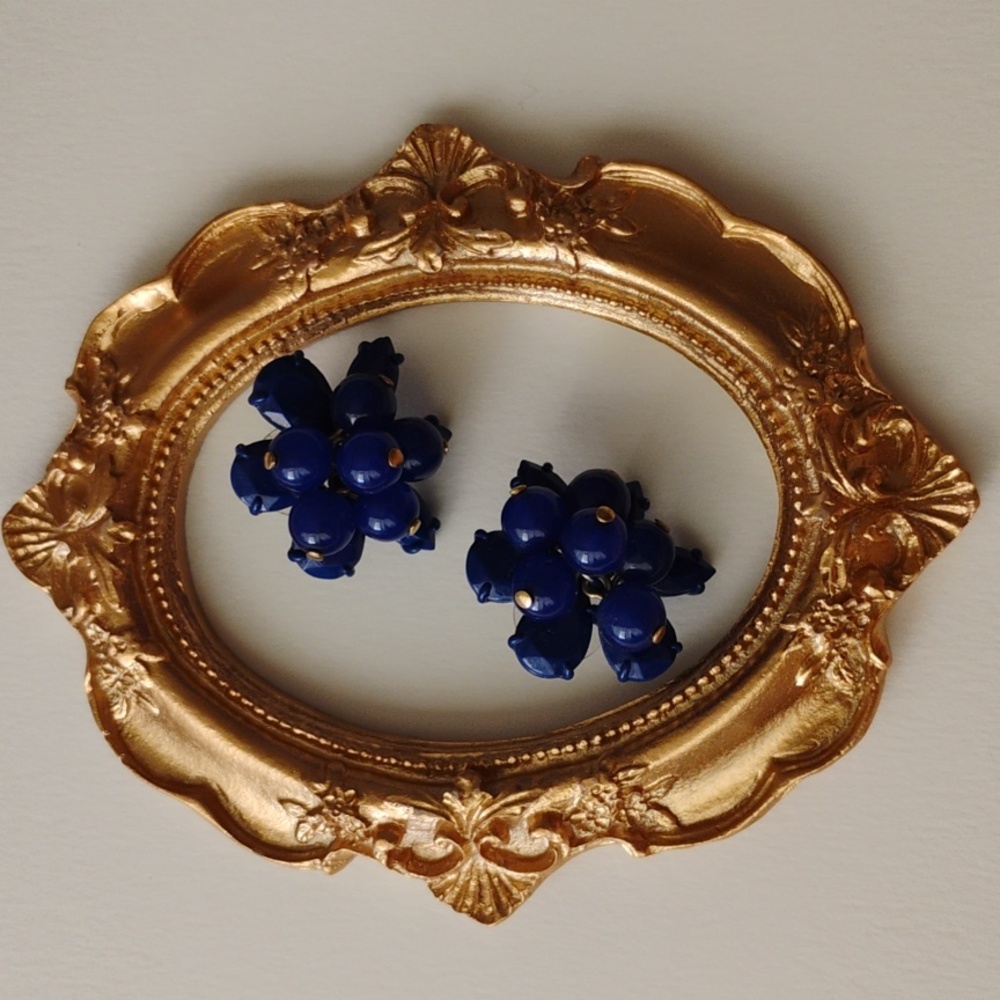 J. Crew Signed engraved Vintage Flower Cluster Beaded earings